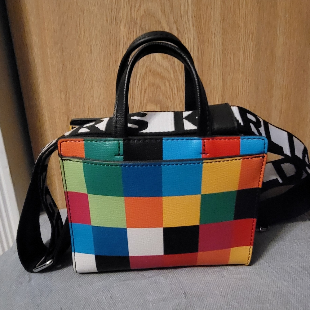 Karl Lagerfeld Paris Maybelle Checkered Colorful Mini Tote Bag - Picture 2 of 5